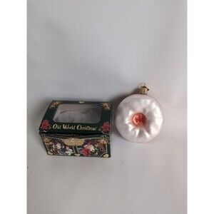 OWC Old World Christmas Pink Frosted Donut Dessert Glass Christmas Ornament